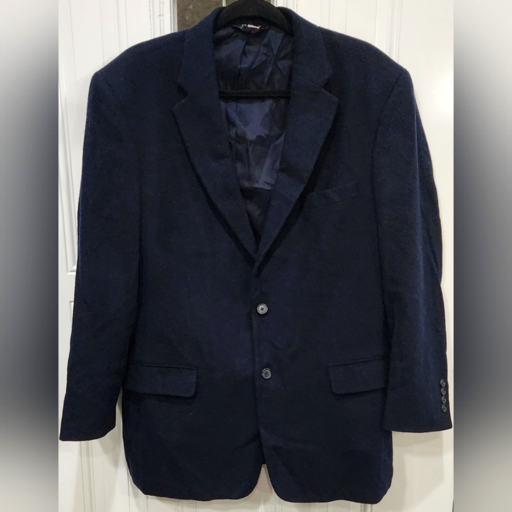 Jos. A. Bank navy blue 100% camel hair men's sports coat blazer size 44R